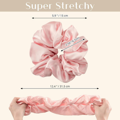 (4 Stück) Große Satin Haargummis Damen Scrunchies Seide in 4 Farben
