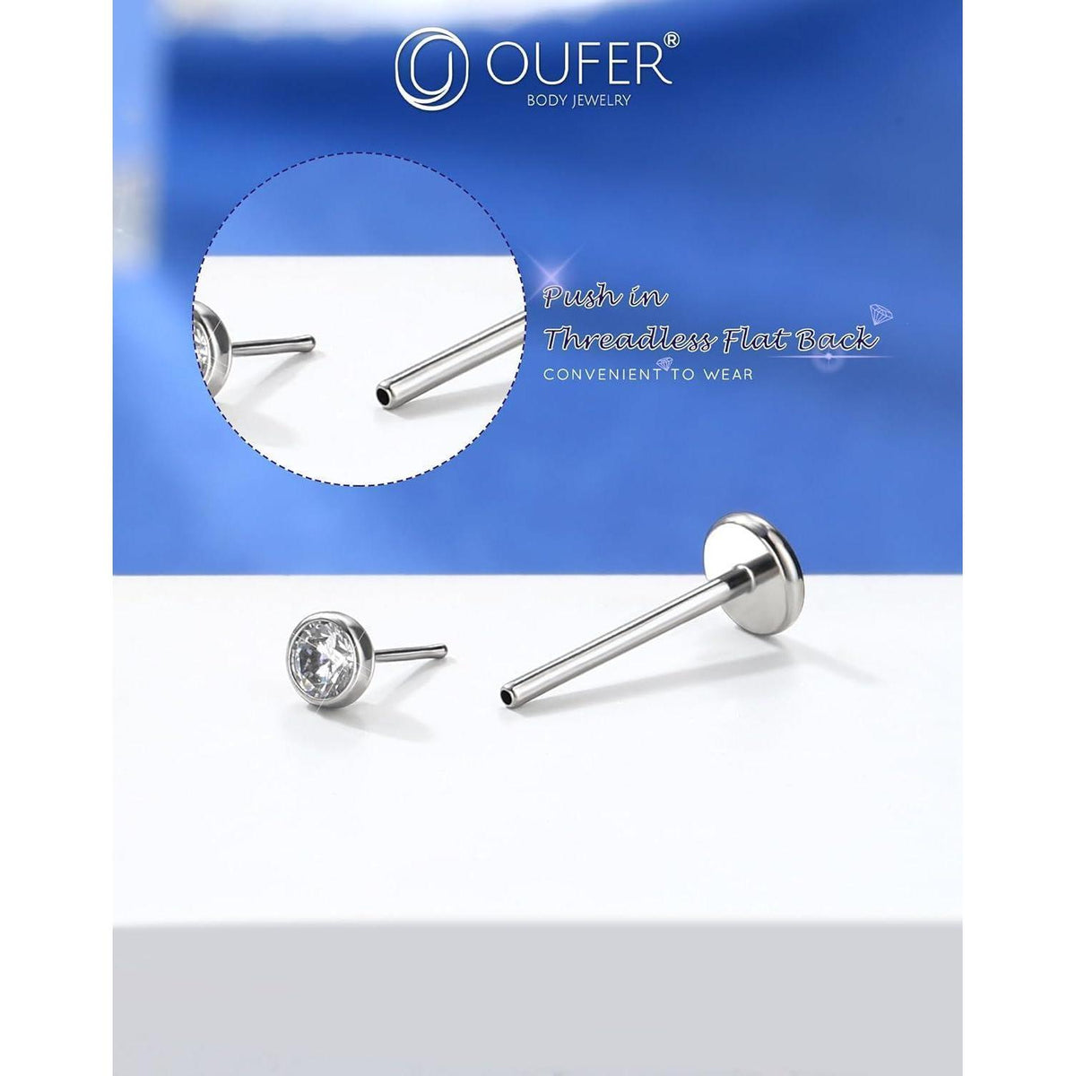 Nasenpiercing Stecker 3er Set 18G 8mm Klar CZ Edelstahl