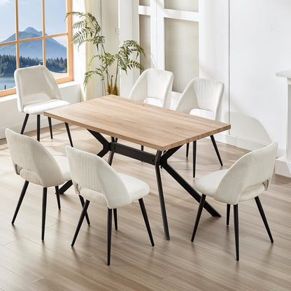 Esszimmerstühle 6er Set, Samt, Beige – Modern & Komfortabel