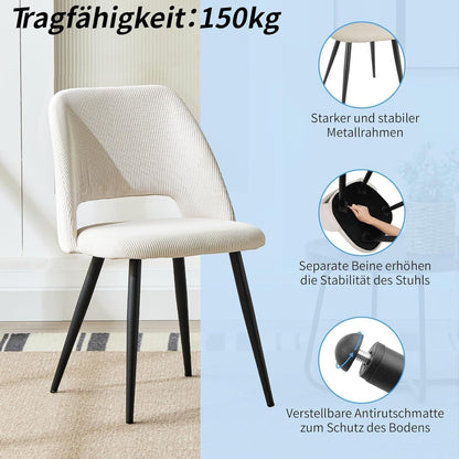 Esszimmerstühle 6er Set, Samt, Beige – Modern & Komfortabel