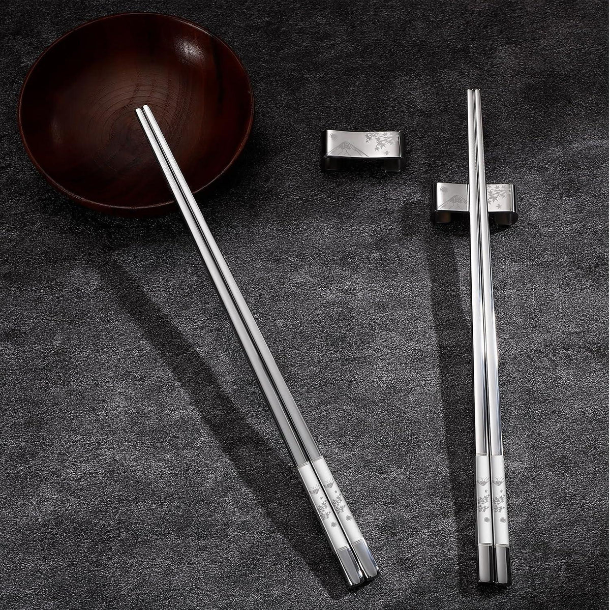 Metall Essstäbchen Set mit Halter – Wiederverwendbar & Spülmaschinenfest