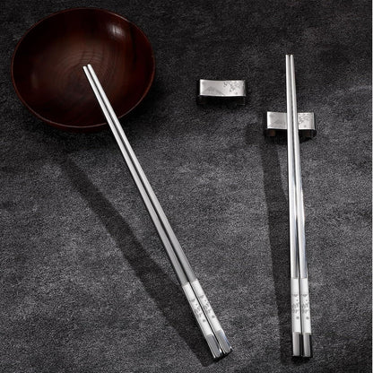 Metall Essstäbchen Set mit Halter – Wiederverwendbar & Spülmaschinenfest