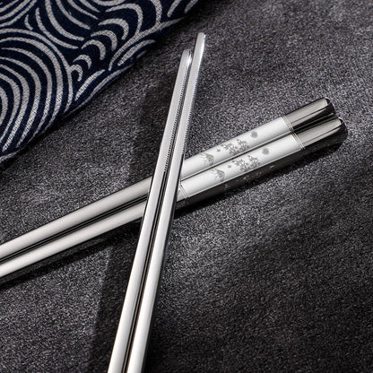 Metall Essstäbchen Set mit Halter – Wiederverwendbar & Spülmaschinenfest