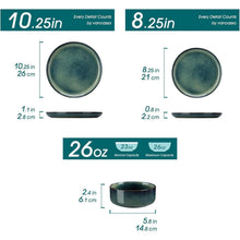 Tafelservice 12 Personen modern, Grün, 36-teiliges Geschirr Set