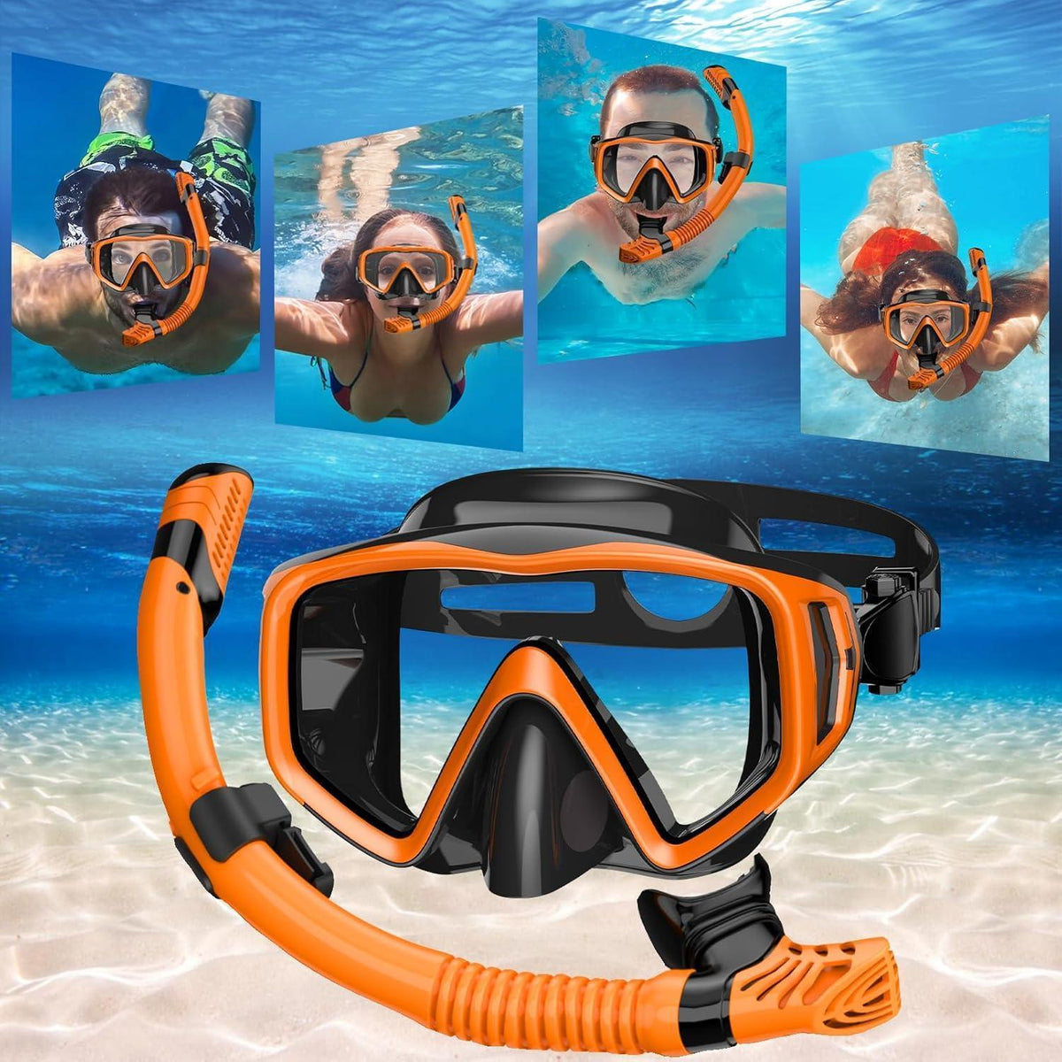 Schnorchelset Erwachsene mit Dry Schnorchel und Tauchmaske