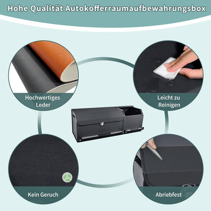 Auto Kofferraum Organizer mit Deckel – XXL Aufbewahrungsbox in Lederoptik