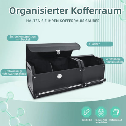 Auto Kofferraum Organizer mit Deckel – XXL Aufbewahrungsbox in Lederoptik