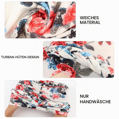 Damen Turban mit Zopfmuster, vorggebunden, Beanie Mütze