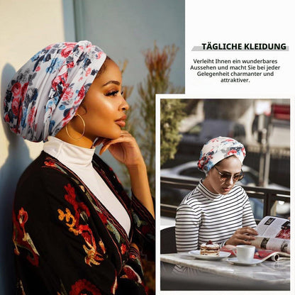Damen Turban mit Zopfmuster, vorggebunden, Beanie Mütze