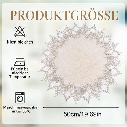 Leinen Tischdecke Spitze 50x50cm - Vintage Tischdeko