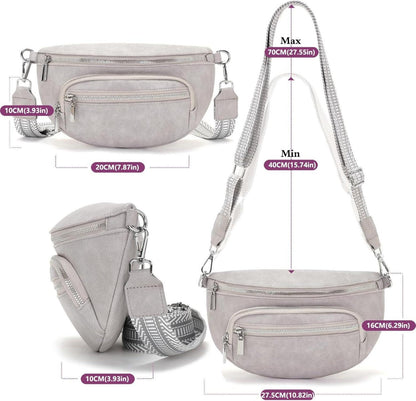 Kleine Bauchtasche Damen Beige Veganes Leder Umhängetasche Crossbody