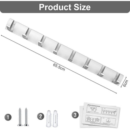 Klappbare Garderobenleiste mit 8 Haken, Weiß/Silber