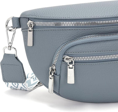 Kleine Damen Bauchtasche Beige Gürteltasche Veganes Leder Umhängetasche