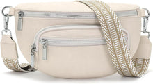 Kleine Bauchtasche Damen Beige Umhängetasche Vegan Leder