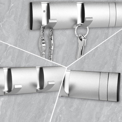Klappbare Garderobenleiste aus Aluminium, 5 Haken, Silber
