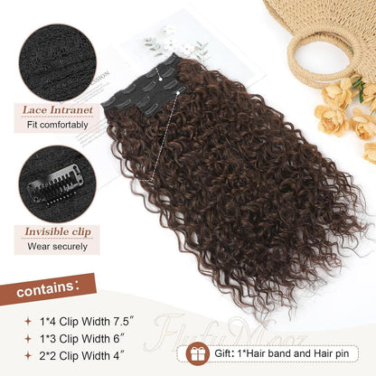 Lockige Haarverlängerung Rotbraun 50cm – Clip-in, Proteinseide