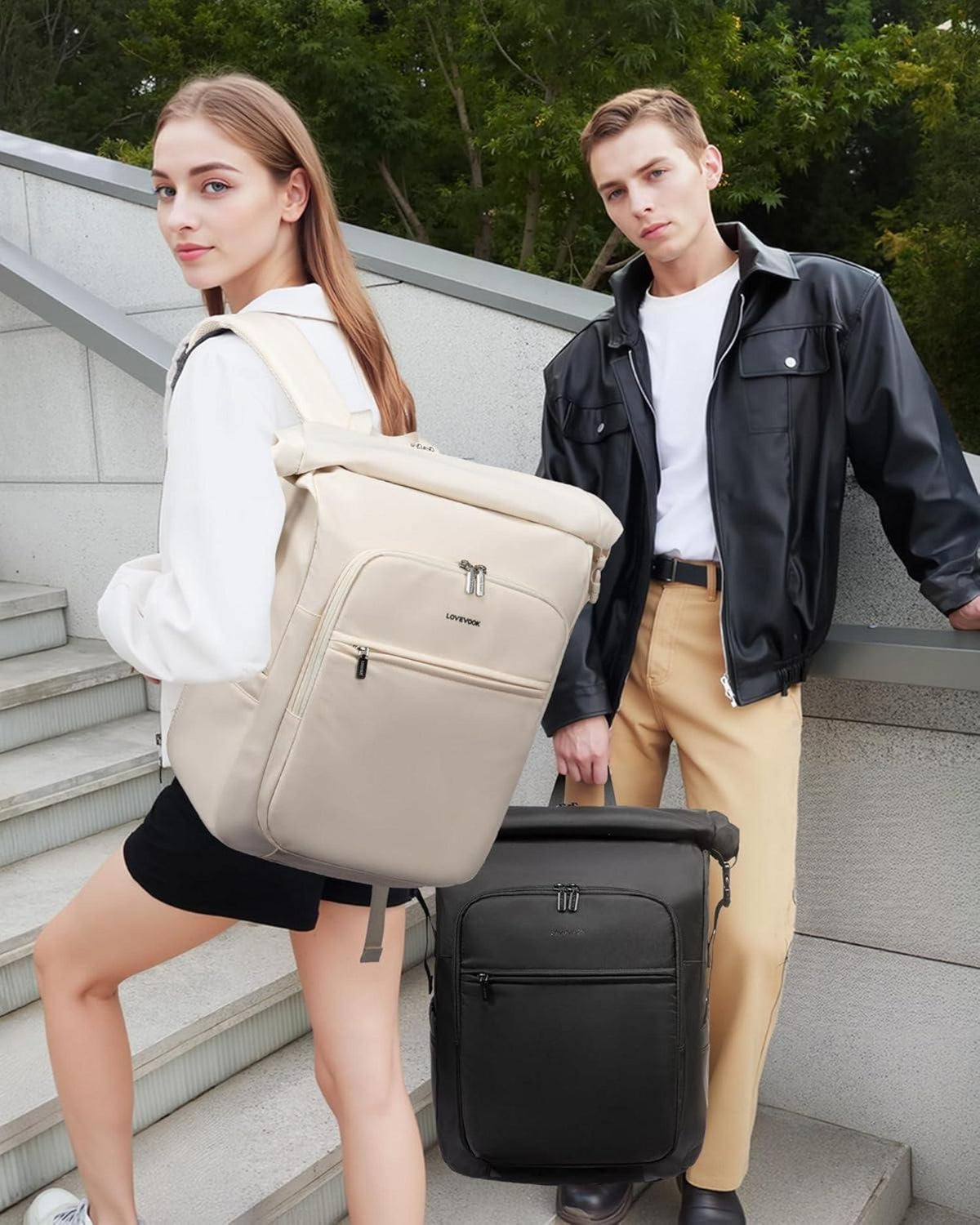 Wasserdichter Rolltop Rucksack für Damen Herren, 17 Zoll