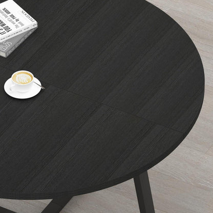 Runder Esstisch Holz-Metall 130x75 cm Schwarz Eiche