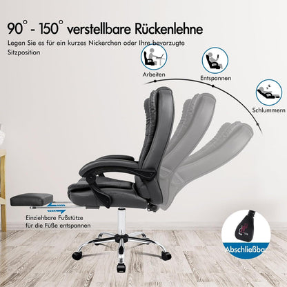 Ergonomischer Leinenstoff Bürostuhl mit Massagefunktion, Armlehnen