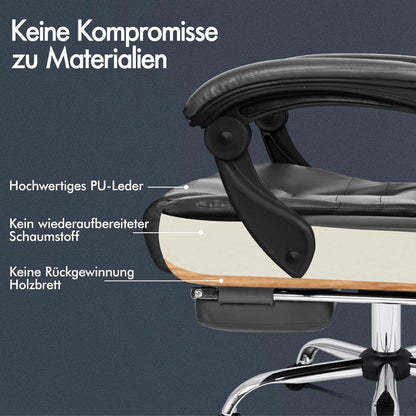 Ergonomischer Bürostuhl mit Wärmemassagefunktion und Leinenstoff - Grau