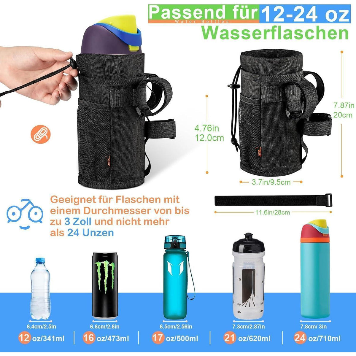 Fahrrad Getränkehalter 12-24oz, Ohne Schrauben, Universal