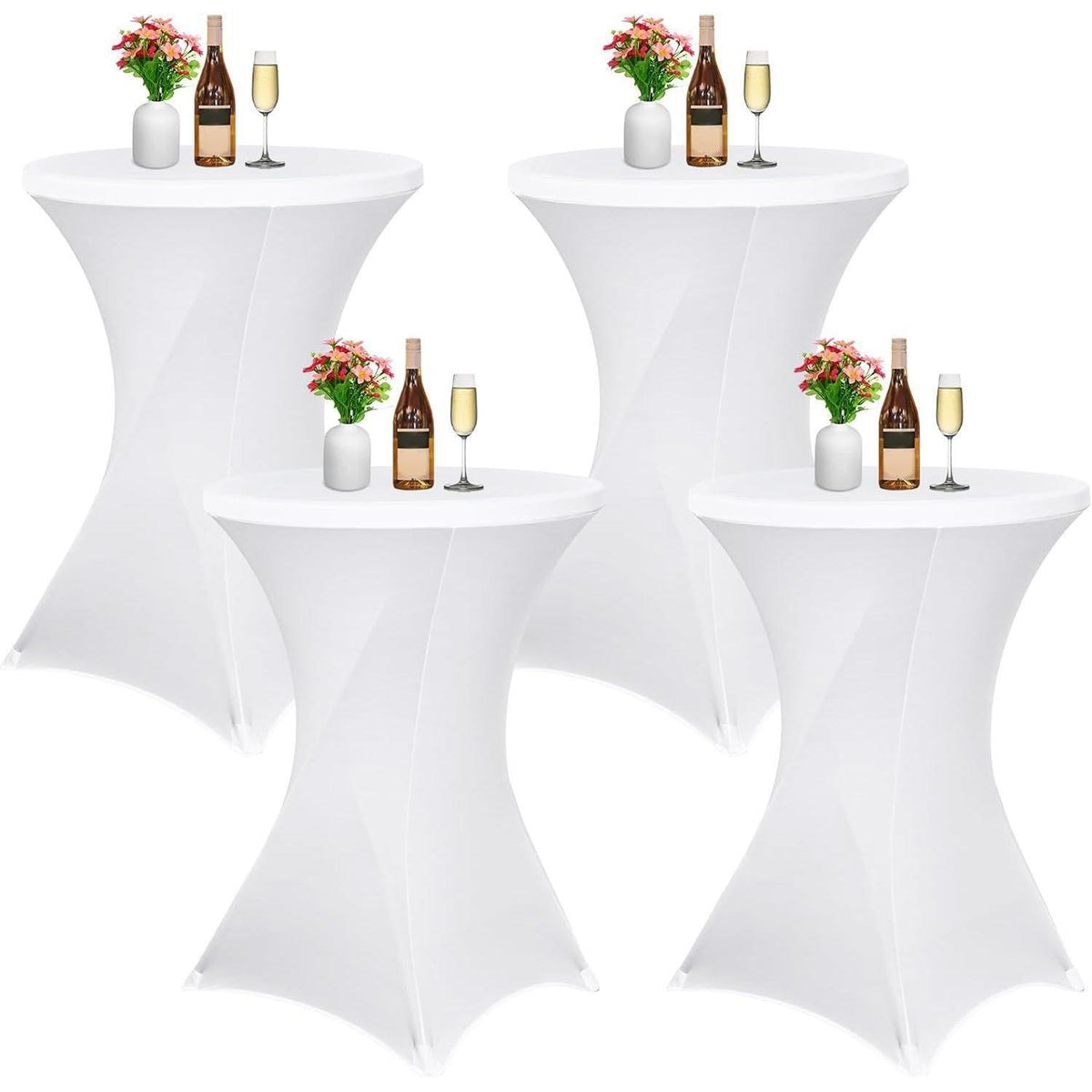4er-Set Stehtisch Husse für Bistrotisch Ø 70-75 cm Weiß