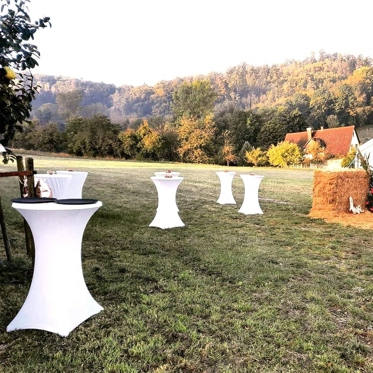 4er-Set Stehtisch Husse für Bistrotisch Ø 70-75 cm Weiß