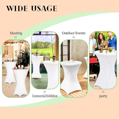 4er-Set Stehtisch Husse für Bistrotisch Ø 70-75 cm Weiß