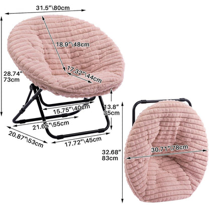 Klappsessel Rund Plüsch Rosa – Bequemer Relaxsessel für Wohnzimmer
