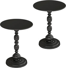 Runder Schwarz Metall Couchtisch 2er Set Vintage Beistelltisch