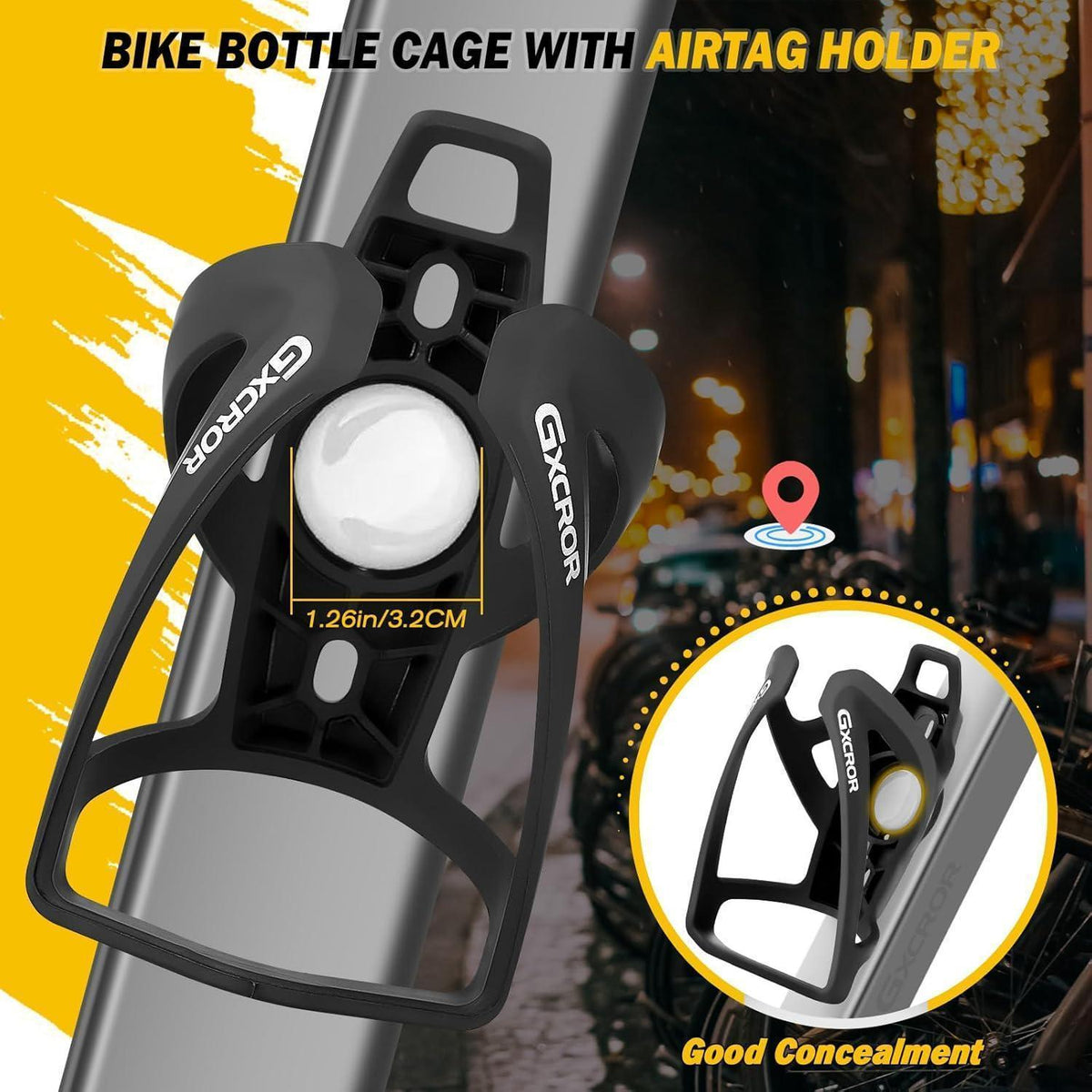 Fahrrad Flaschenhalter mit AirTag-Halterung & Schrauben