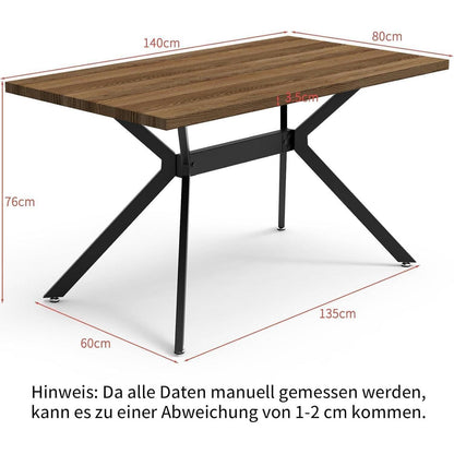 Esszimmergruppe Holz mit 4 Stühlen, 140x80 cm, Modern
