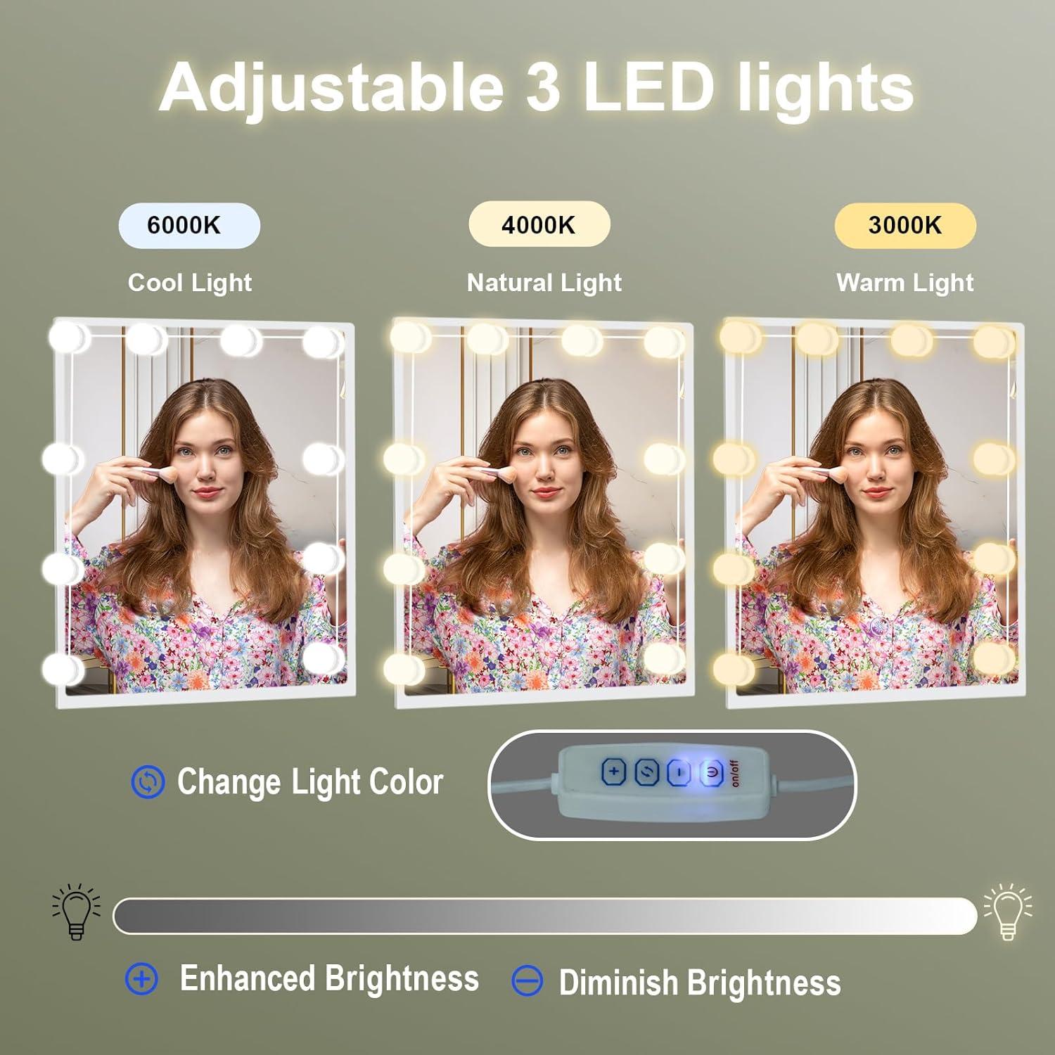 Schminktisch LED-Beleuchtung Make-up Kosmetiktisch 3 Farben Helligkeit MDF - M56