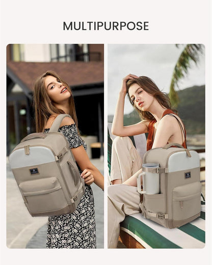 Handgepäck Rucksack 40x20x25 Klein Cabin Bag für Damen, Beige Khaki