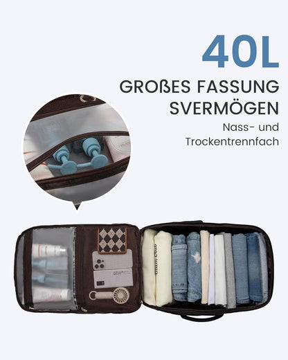 40L Handgepäck Rucksack für Damen und Herren, Schwarz