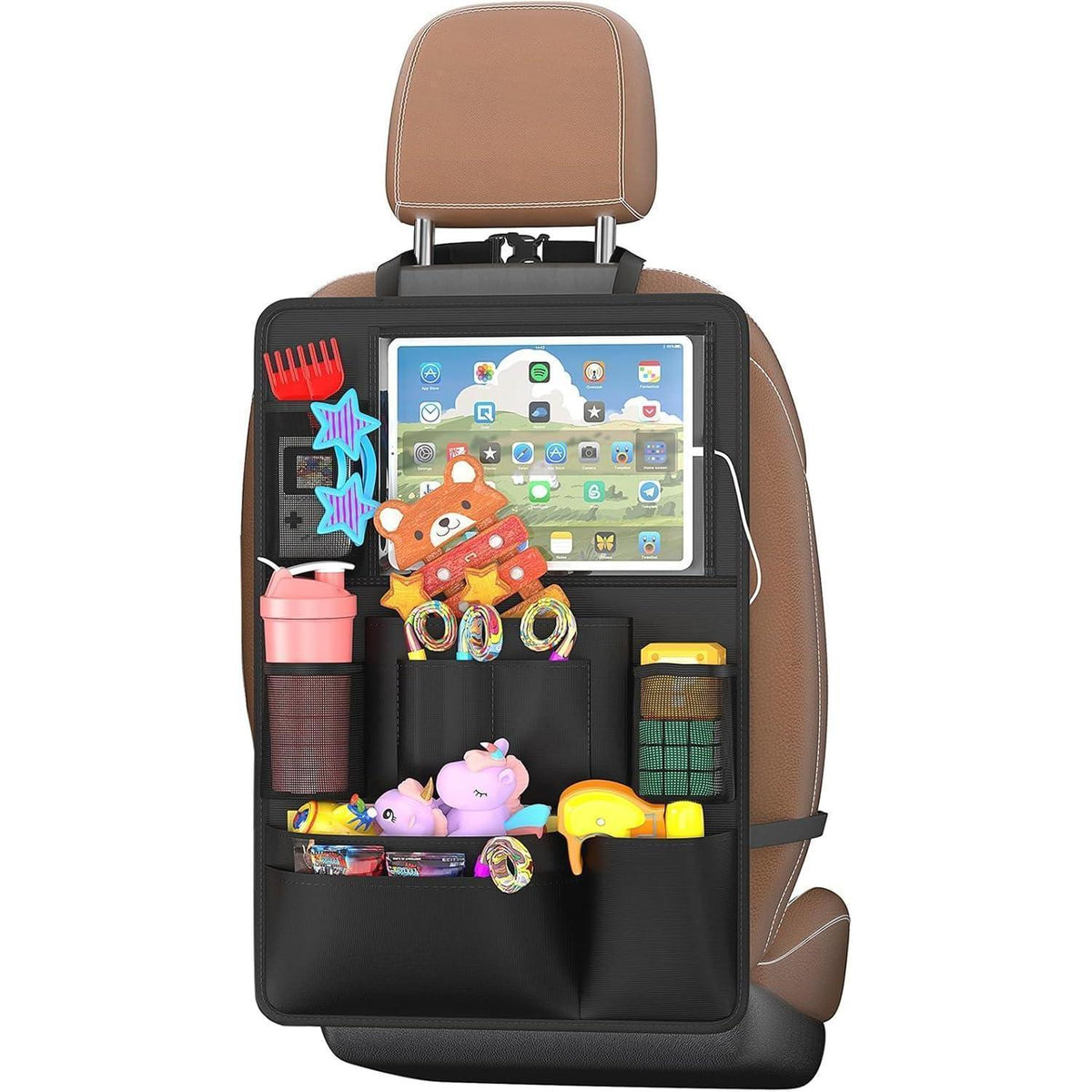 Autositz Organizer mit Tablet-Fach & 10 Taschen – Schwarz