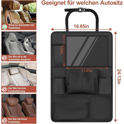 Autositz Organizer mit Tablet-Fach & 10 Taschen – Schwarz