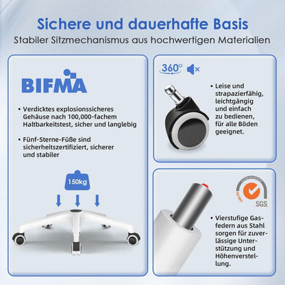 Ergonomischer Bürostuhl mit Lendenwirbelstütze und Atmungsaktiver Rückenlehne