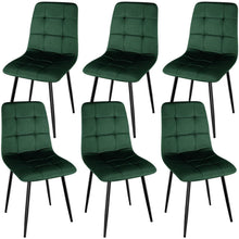 Esszimmerstühle 6er Set, Gepolsterte Samtstühle Dunkelgrün