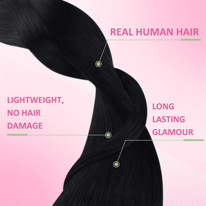 Echthaar Tape Extensions Schwarz 65 cm – Remy Haare