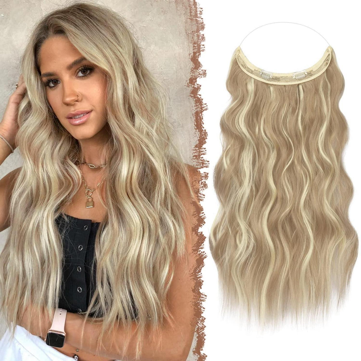 Haarverlängerung gewellt, dreckiges Blond, 40cm
