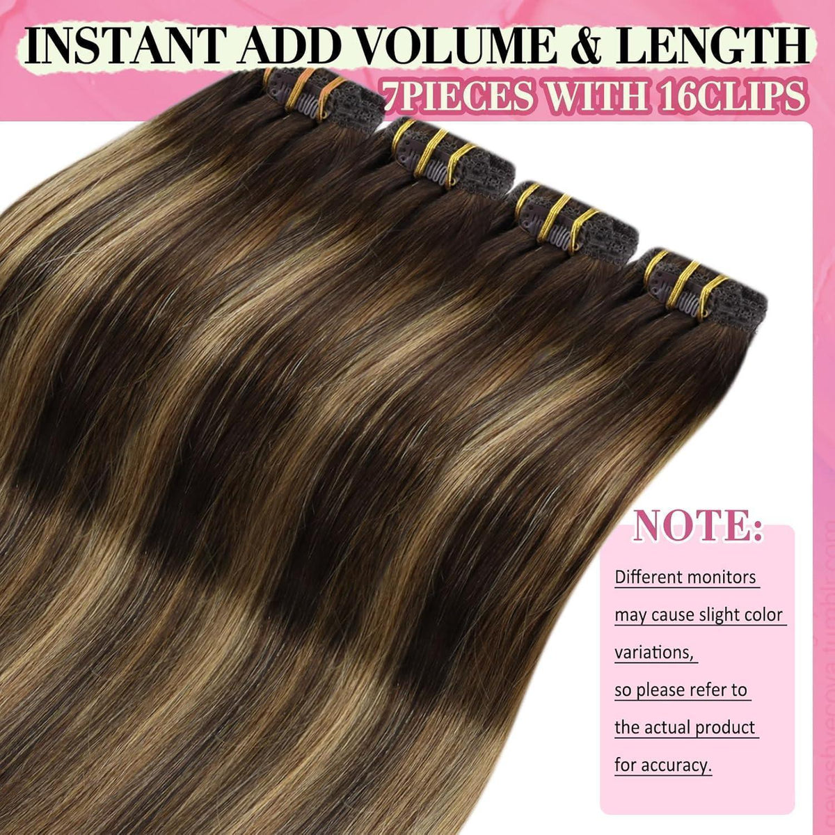 Echthaar Clip-in Extensions Ombre Dunkelbraun Aschblond 35cm