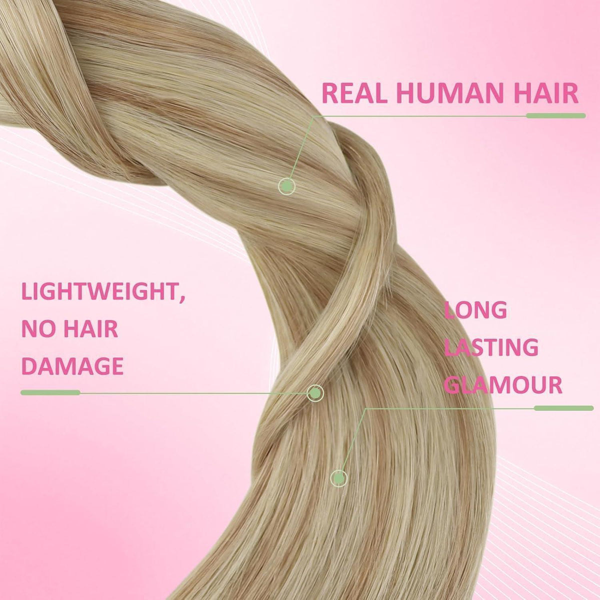 Echthaar Tape Extensions Blond 50cm Aschblond/Platinblond