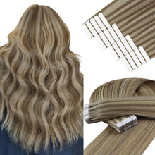 Echthaar Tape Extensions Braun Blond 50cm