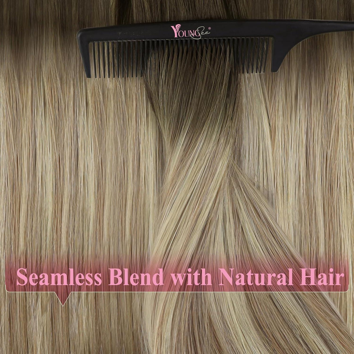 Echthaar Tape Extensions Braun Balayage Blond 35cm