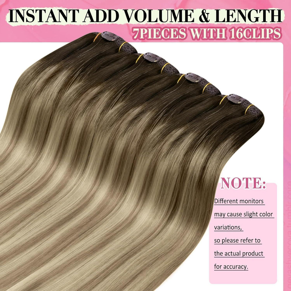 Echthaar Clip-in Extensions Braun Balayage 35cm - 120g