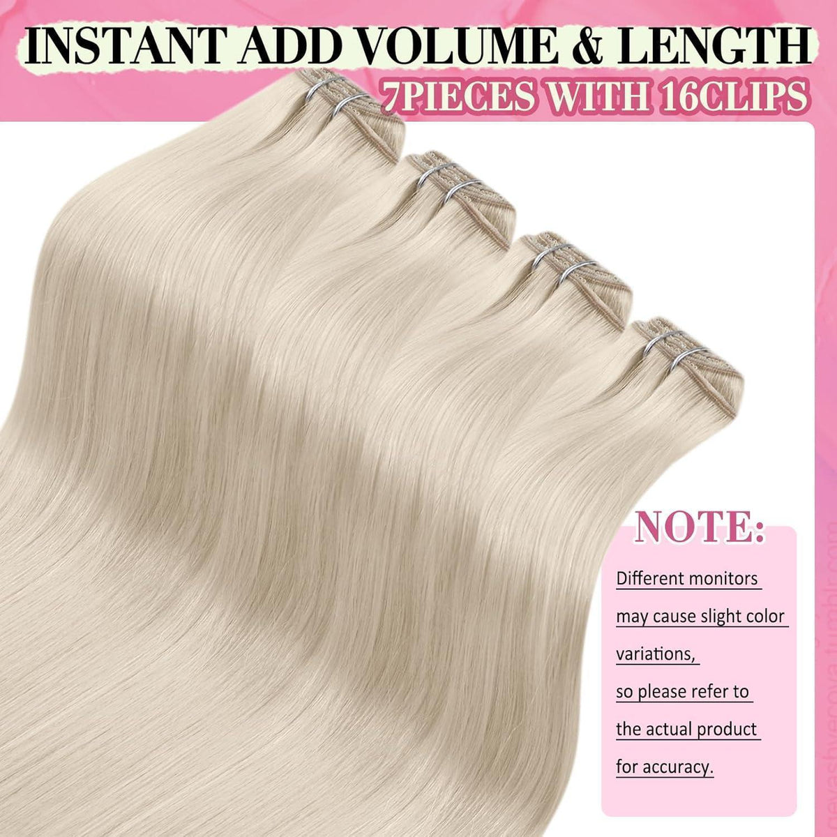 Echthaar Clip-in Extensions Platinblond 55cm