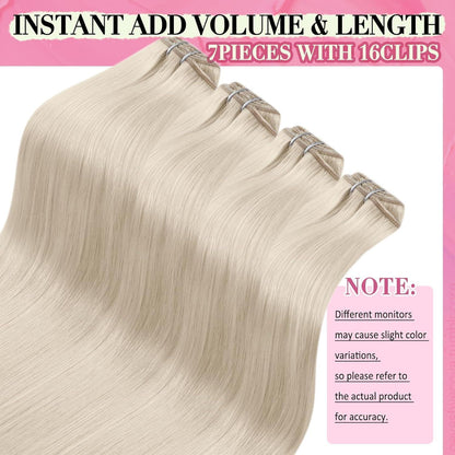 Echthaar Clip-in Extensions Platinblond 55cm