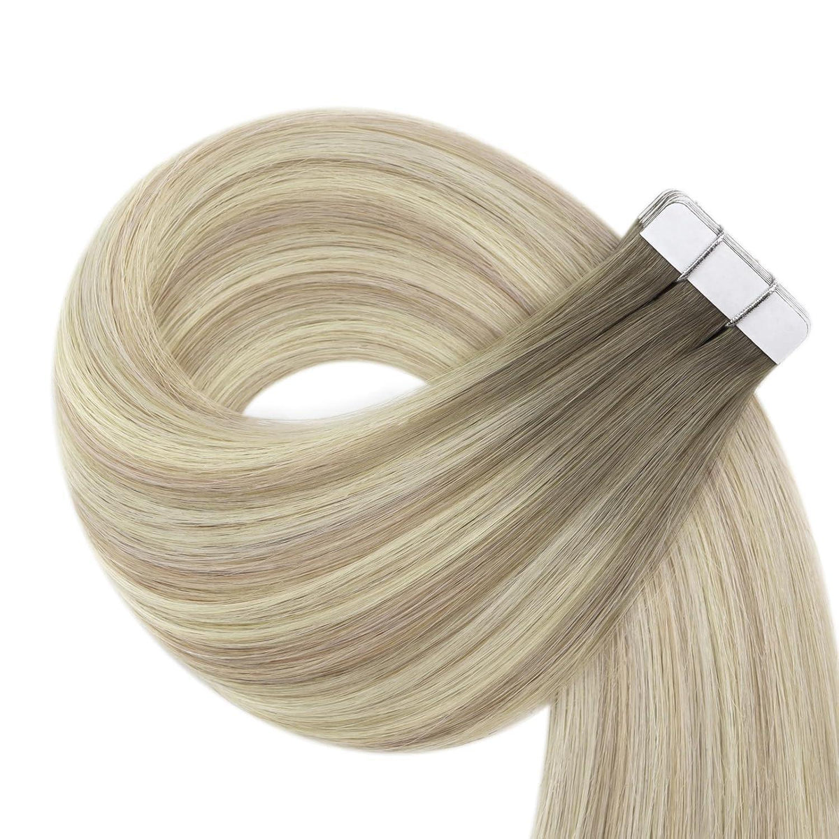 Echthaar Tape Extensions Ombre 45cm - Blond & Platinblond