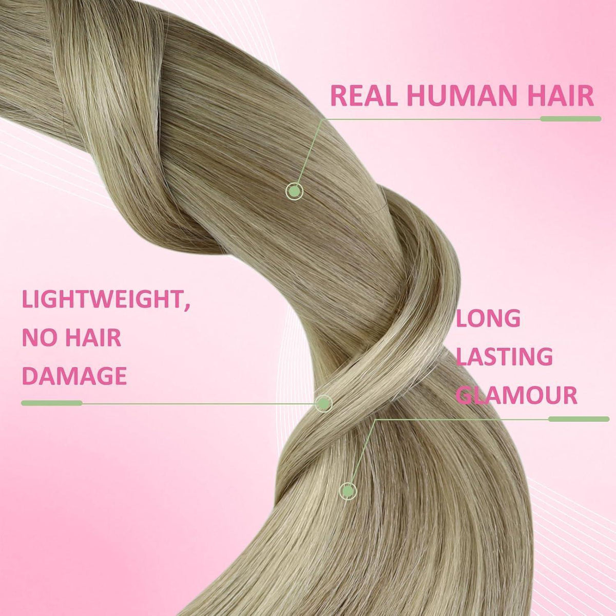 Echthaar Tape Extensions Blond 60cm – Aschblond Ombre